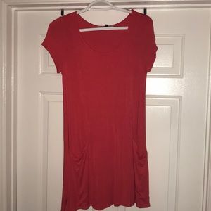 Coral dress with pockets